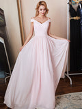 Classic Chiffon Spaghetti Straps V Neck Floor Length Birdesmaid Dresses
