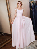 Classic Chiffon Spaghetti Straps V Neck Floor Length Birdesmaid Dresses
