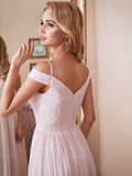 Classic Chiffon Spaghetti Straps V Neck Floor Length Birdesmaid Dresses