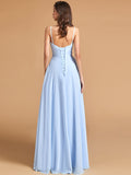 Minimalist A Line Spaghetti Straps V Neck Bridesmaid Dresses with Slit