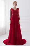Elegant V-Neck Long Sleeve Floral Lace Mother Of The Bride Dresses