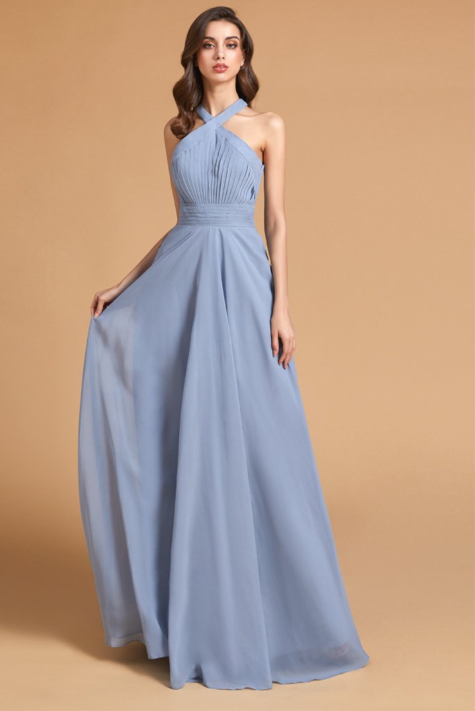 New Flash Sale Elegant Halter Sleeveless Floor Length Bridesmaid dresses