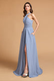 New Flash Sale Elegant Halter Sleeveless Floor Length Bridesmaid dresses